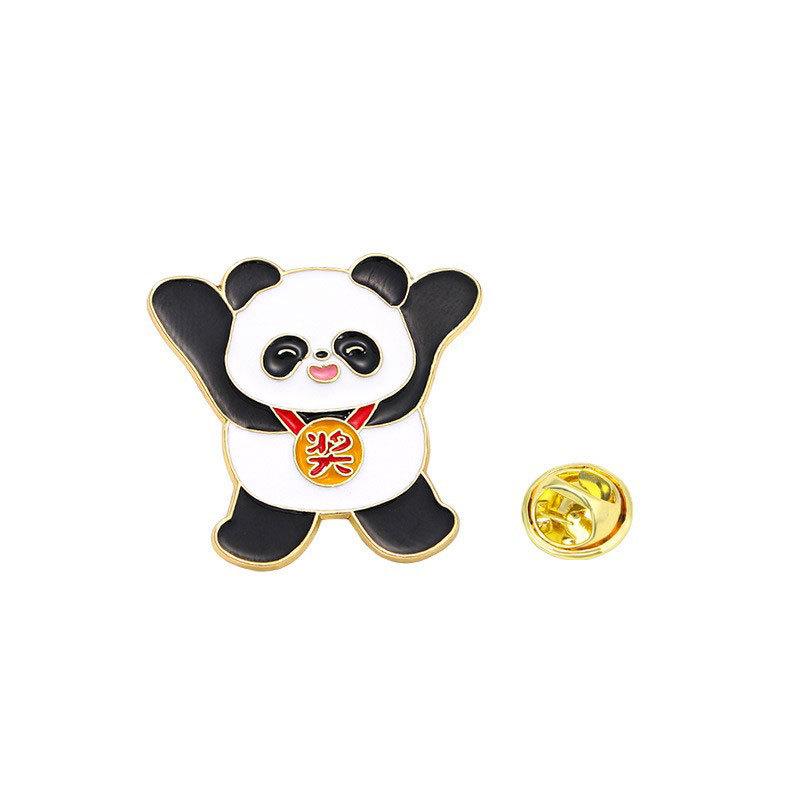 Zinc Alloy Enamel Dropping Brooch, Cute Cartoon Lucky Panda Snake Pattern 2025 Year of the Snake, New Year Festival Decorative Lapel Pin Badge