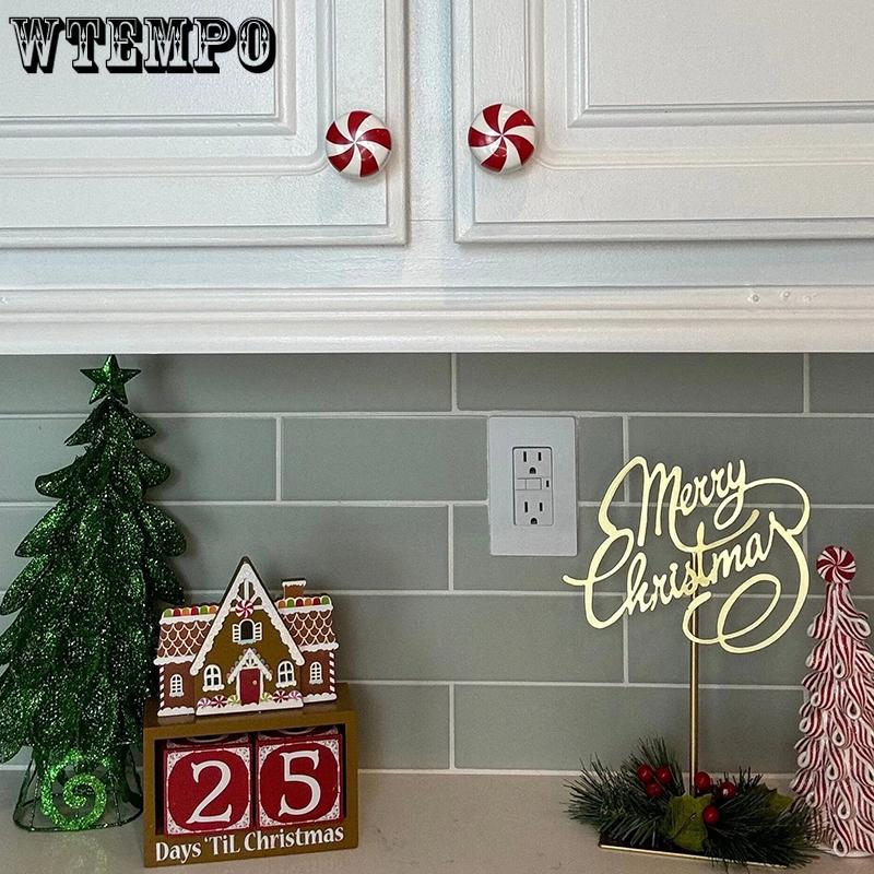 WTEMPO Рождественские декоративные накладки на ручки шкафа Рождественский декор Ручки Силиконовые Красные Накладки-кнопки Защитные чехлы для ручек дверей для кухни Спальни Ящика