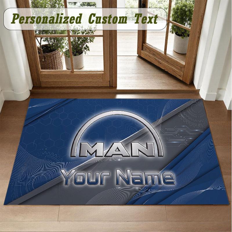 Crystal Velvet Square Rug Custom NameMAN Truck Pattern Non Slip Home Floor Decor Rug