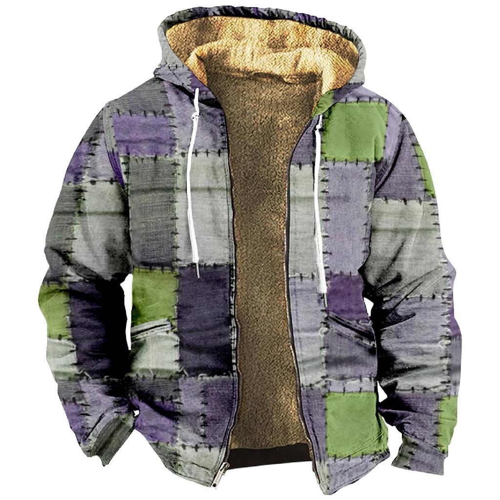 Мужской индивидуальный повседневный свитер на молнии с длинным рукавом и принтом, толстый хлопковый костюм, зимний костюм