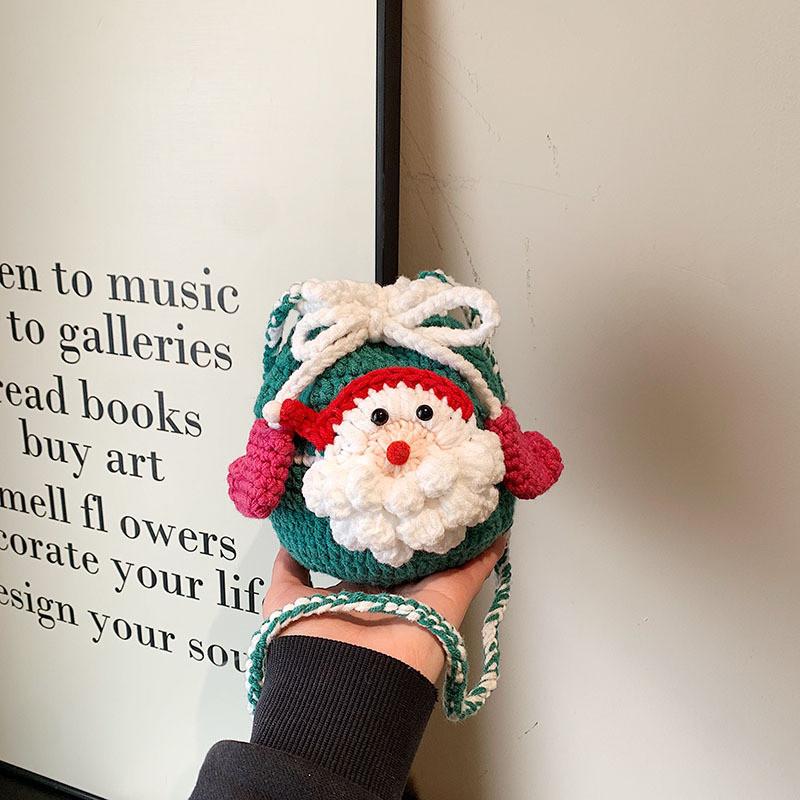 Детская вязаная сумка Санта-Клаус ручной работы из мягкого плюшевого материала для повседневного использования