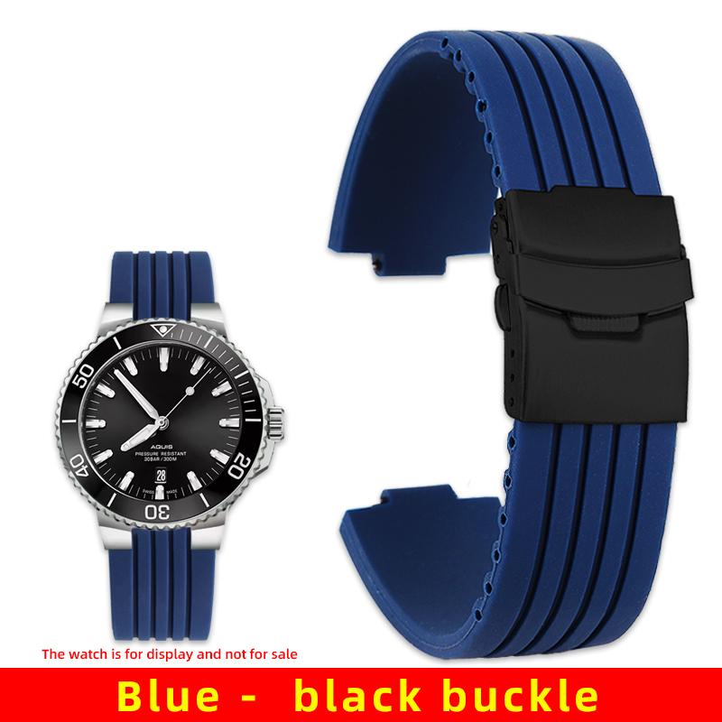 22x11 мм 24x12 мм выпуклый конец Силиконовый ремешок для часов Для Oris Aquis 7330 7740 Ремешок для часов Дайвинг Мягкая резина Мужской браслет