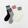 3 Pairs Cotton Women Sock Striped Solid Color Casual Breathable Hip Hop Skateboard Fashion Female Black White Middle Tube Socks