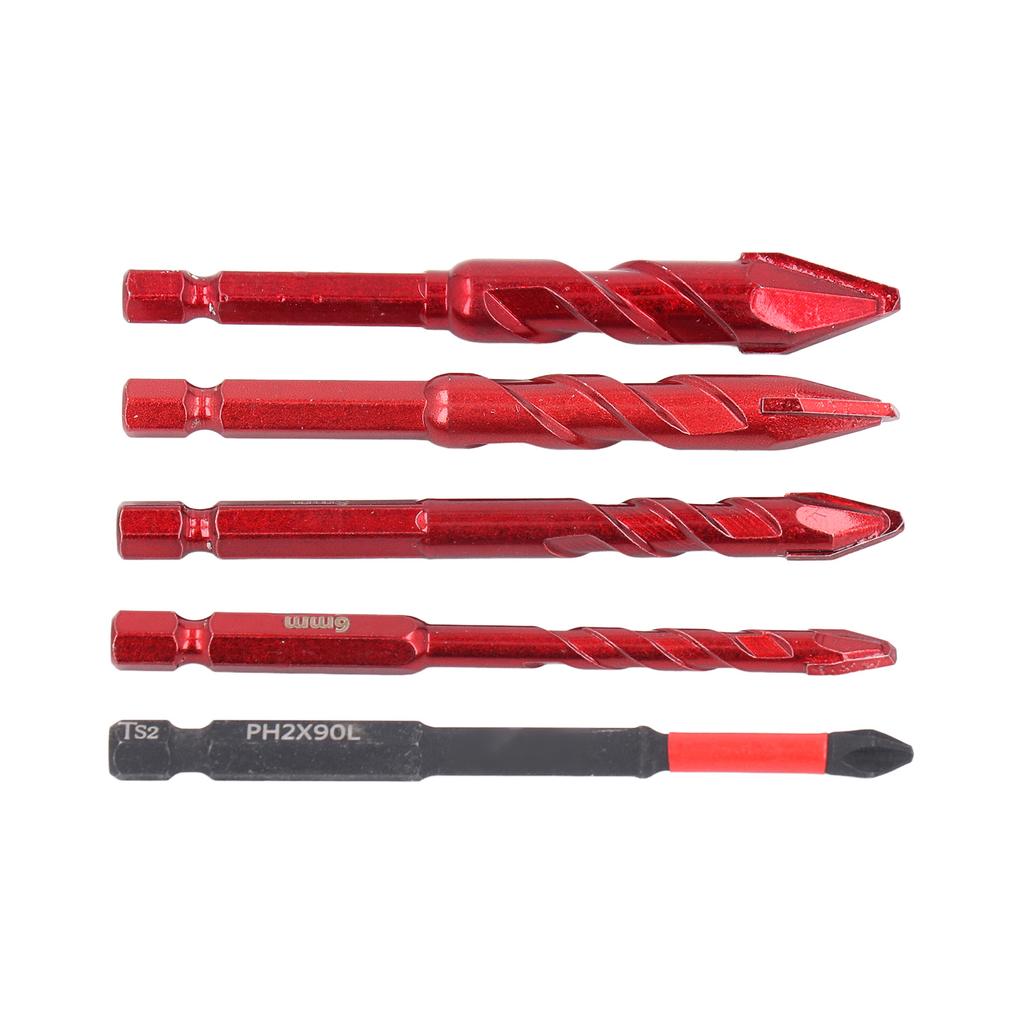 Набор из 5 эксцентриковых сверл 6, 8, 10, 12 мм, 14 дюймов, шестигранный хвостовик, наклонная головка, эксцентриковое спиральное сверло