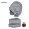 Children's Hat Winter Fleece Scarf Set Knitted Wool Hat Boys Warm Ear Protector Pullover Hat