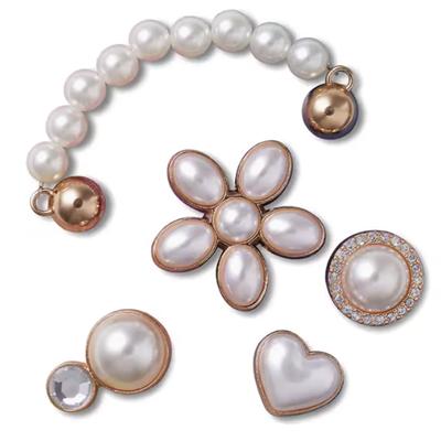 Цветочный декор Элегантная текстура Набор из пяти предметов Жемчужные туфли Женские Белые