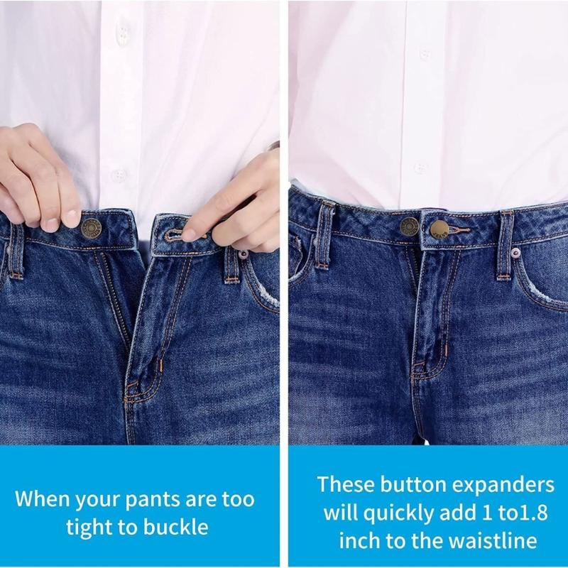 12 шт. Пуговицы-удлинители для джинсов Брюк Удлинитель пуговицы Без шитья Удлинители талии Мужские рубашки Брюки Расширитель пояса