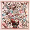 New Brand Bandana Shawl 100% Twill Silk Scarf 130cm Square Scarves Plant Vase Print Kerchief Woman Headband Hijab Scarf&Wraps