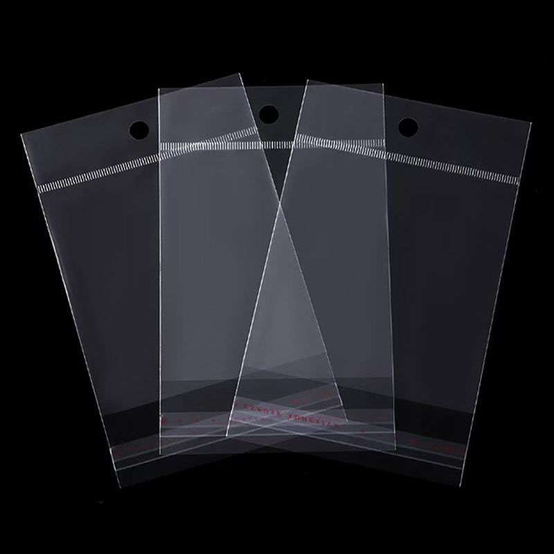100 шт. Прозрачный самоклеящийся упаковочный пакет Пластиковые подвесные пакеты OPP Запайка Подарочные пакеты для демонстрации ювелирных изделий Розничная упаковка