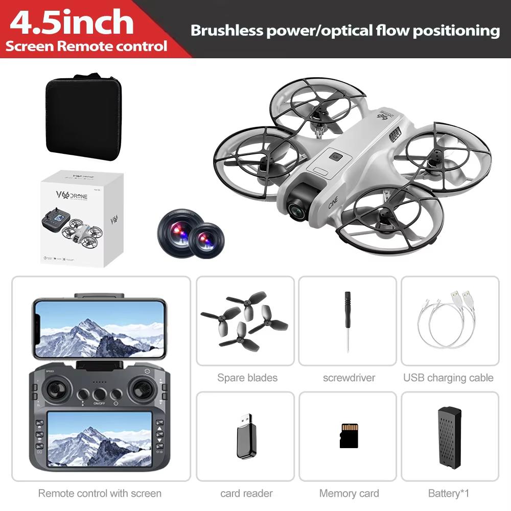 LYZRC 2025 V666 Drone 4K Professional HD Dual Camera UAV 5G WIFI FPV Aerial Photography 4.5-дюймовый экран Remote Control RC Dron Toys