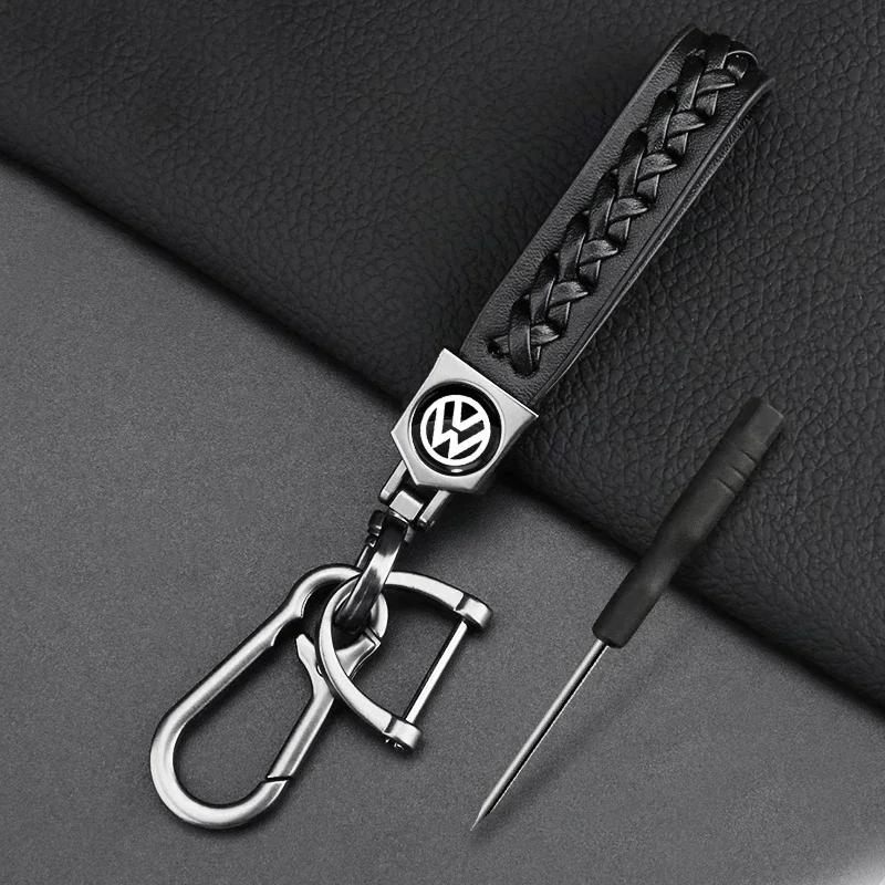 For Volkswagen VW Metal Leather Car Keychain Key Ring Badge Accessories For Volkswagen Golf-5 6 7 MK6 Jetta Lavida Polo Tiguan P