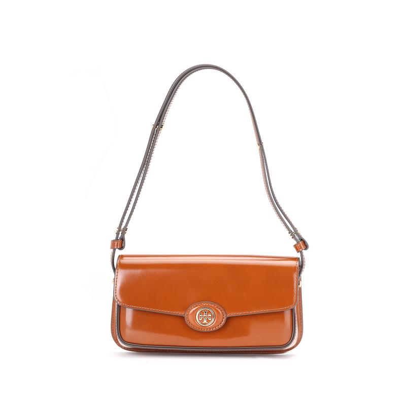 TORY BURCH Robinson logo flap with magnetic snap closure Cowhide Shoulder Crossbody Bag Women's Dark Ocher 161831-223
