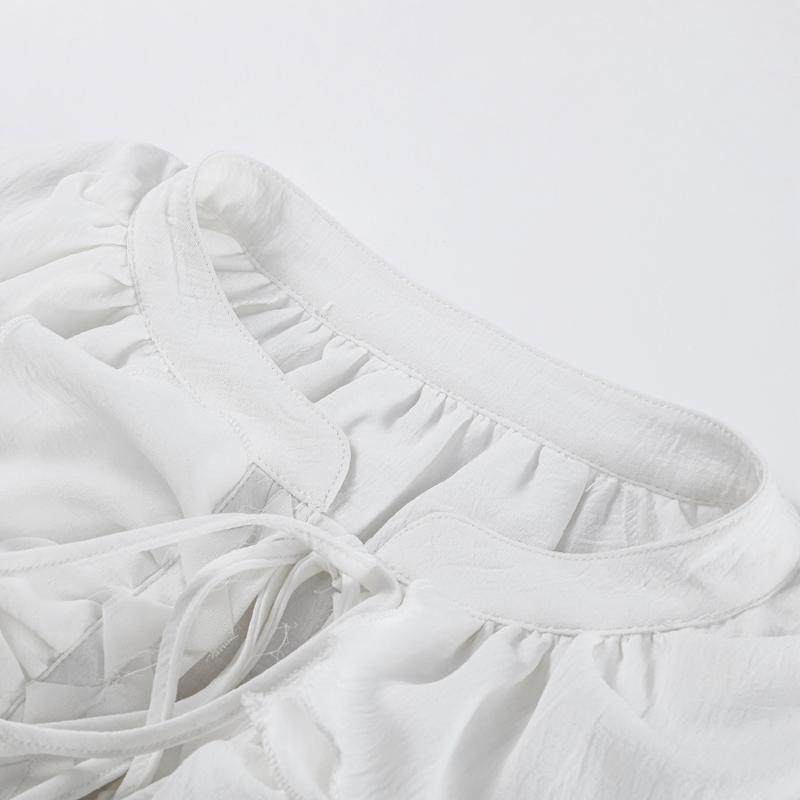 Элегантные однотонные платья с воланами, свободное женское длинное платье с V-образным вырезом и длинными рукавами, новое летнее женское платье для поездок на работу и отдыха 2025 г.