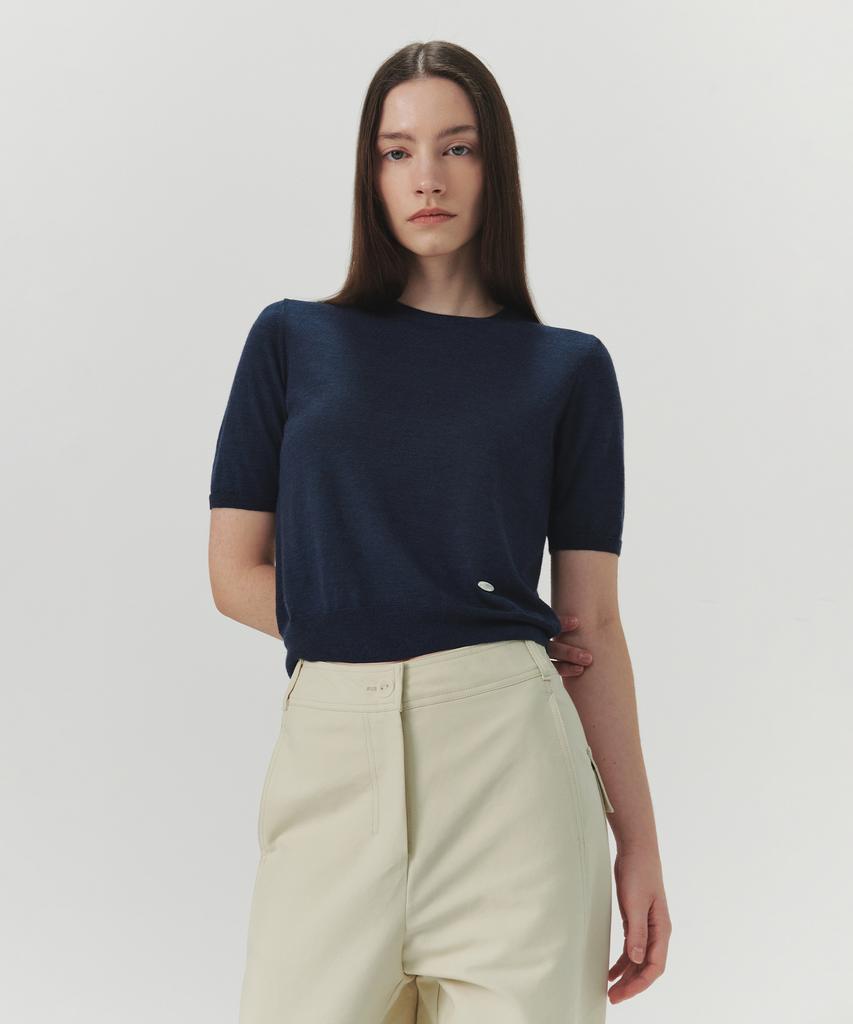 Leuba Classic Round Knit из шерсти мериноса - Средне-синий