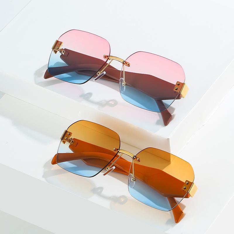 New rimless glasses, popular PC personality water chestnut legs in Europe and America, fashionable and simple square sunglasses