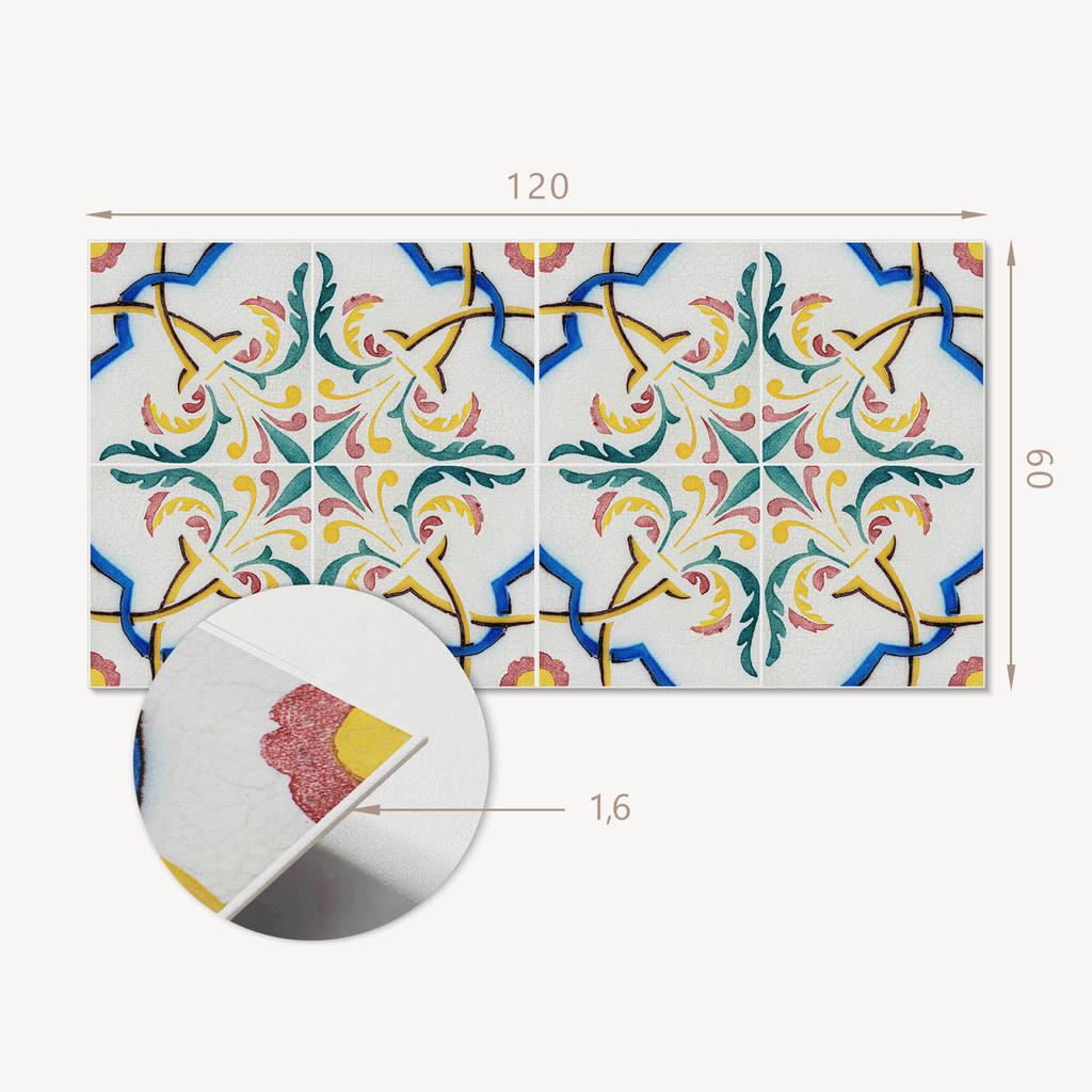 Vinyl Decorative Panel with Graphics for Kitchen or Bathroom 120x60 cm Plant Pattern with Ornaments