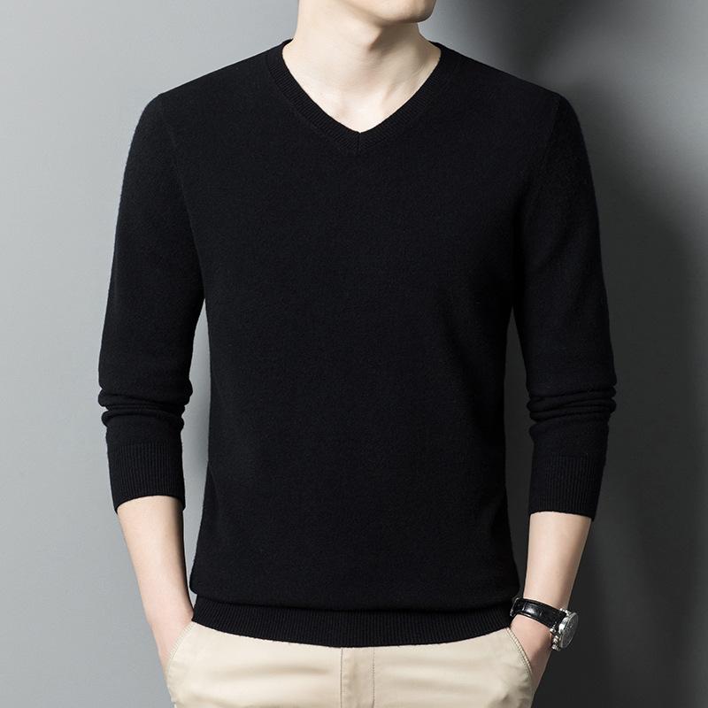 Осенне-зимний мужской шерстяной свитер, модный пуловер с V-образным вырезом, шерстяной свитер для мужчин