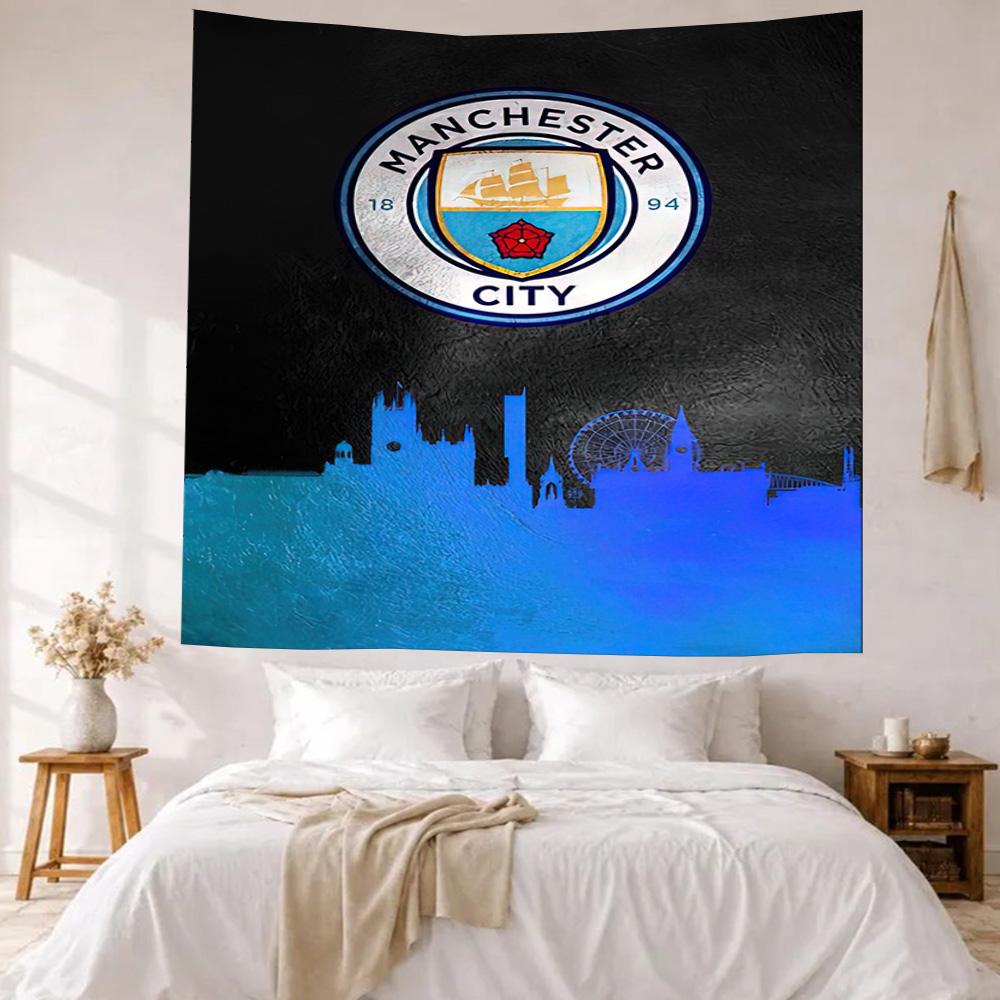 First Place Manchester City Fc Logo Wall Decor Tapestry Art For Pet Memorial Birthdaywedding Party Backdrop Family Gift