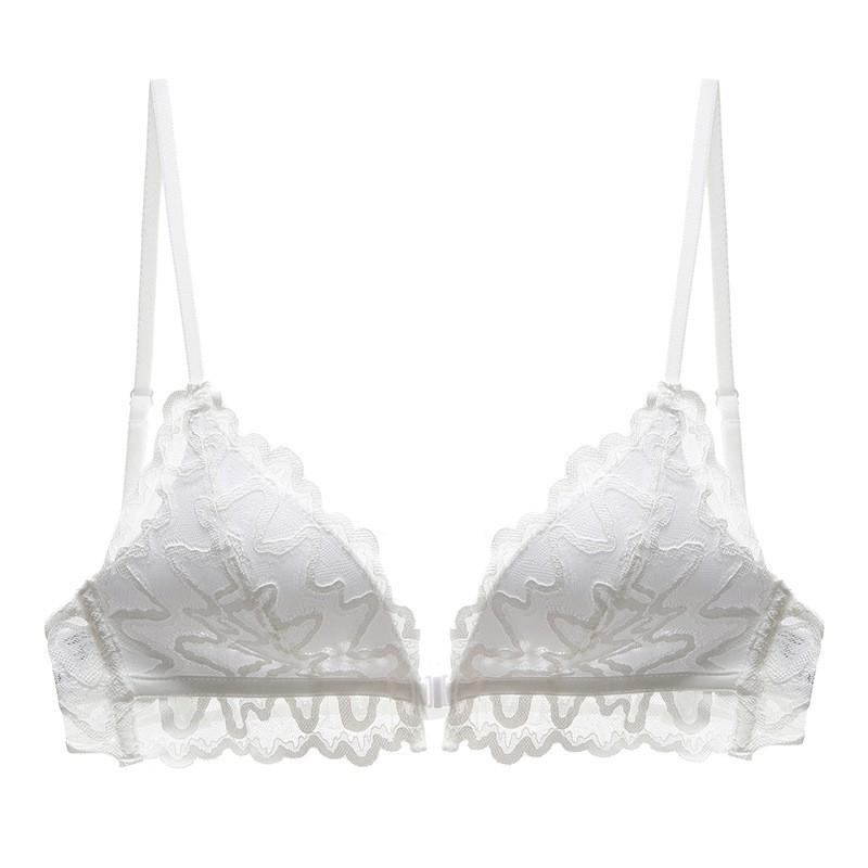 Lace Soft Cup Bra With U-Back Cross Front Wireless Comfortable Backless Large Bust