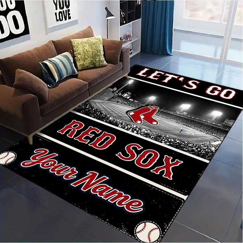 Name Custom Boston red sox logo Carpet Rug for Living Room Bedroom Home Sofa Decoration,Kids play Non-slip Floor Mat