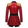 Girls Ringmaster Circus Costume Long Sleeve Tassel Epaulet Shiny Sequins Design Jumpsuit Dress
