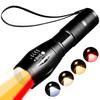YZYOE Rechargeable Red LED Flashlight with 1800K Warm Light for Eye Protection and Supplementary Lighting for Four In One Amber and Red Lights for