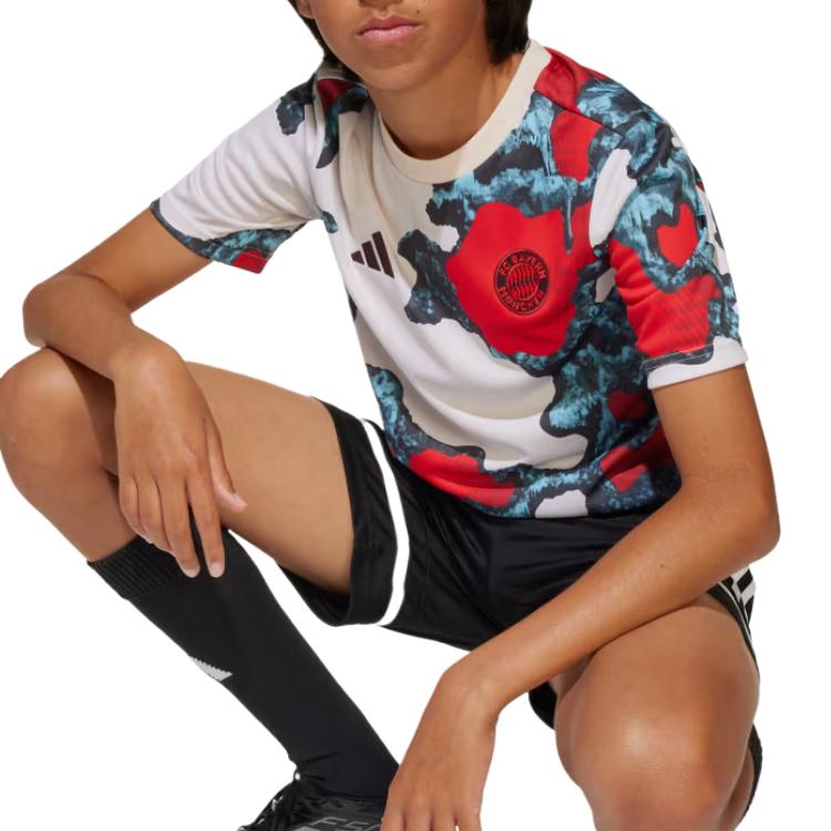 Adidas Мягкая удобная футболка с граффити FC Bayern, детские топы белого цвета JE6774