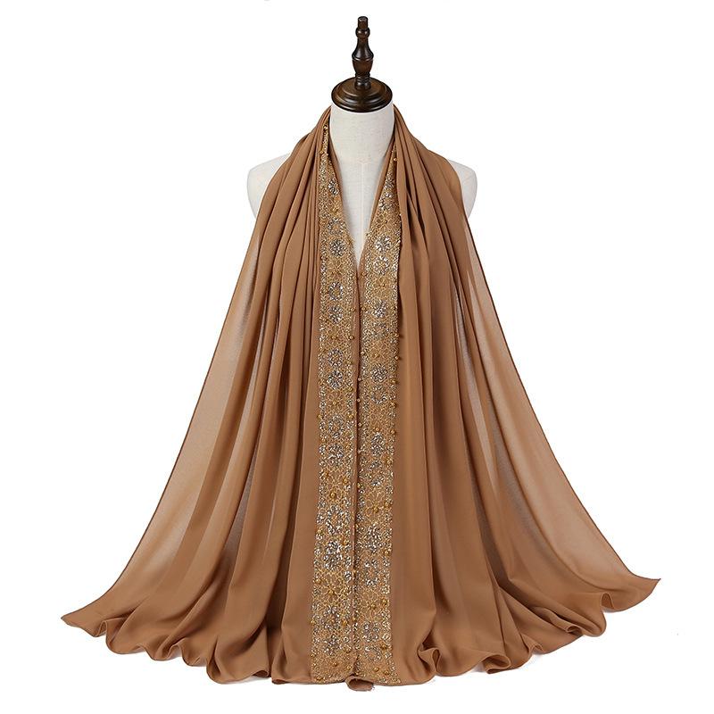 Женский Мусульманский Кружевной Пузырчатый Шифоновый Хиджаб Платок Foulard Femme Musulman Исламские Платки на Голову Арабские Головные Уборы