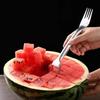 Watermelon Cutter Slicer Tool Stainless Steel 2-In-1 Fruit Cutter with Windmill Design Portable Melon Cube Cutter Fork for Family Camping Parties