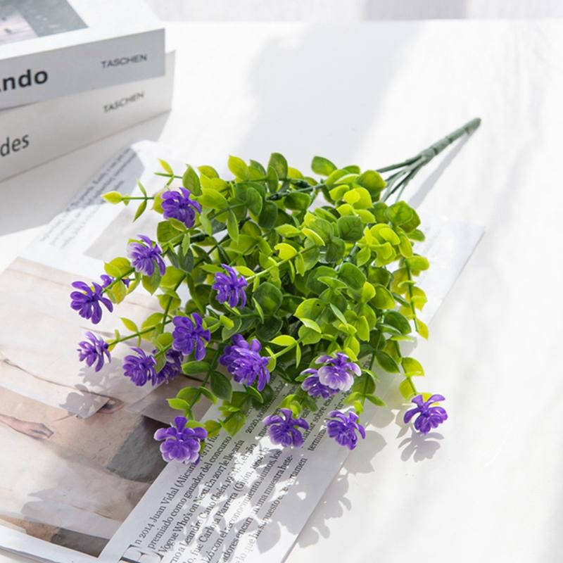 Искусственные пластиковые цветы Искусственное растение эвкалипта Свадебный букет Рождественский декор Ваза для дома подоконник бонсай Фестиваль