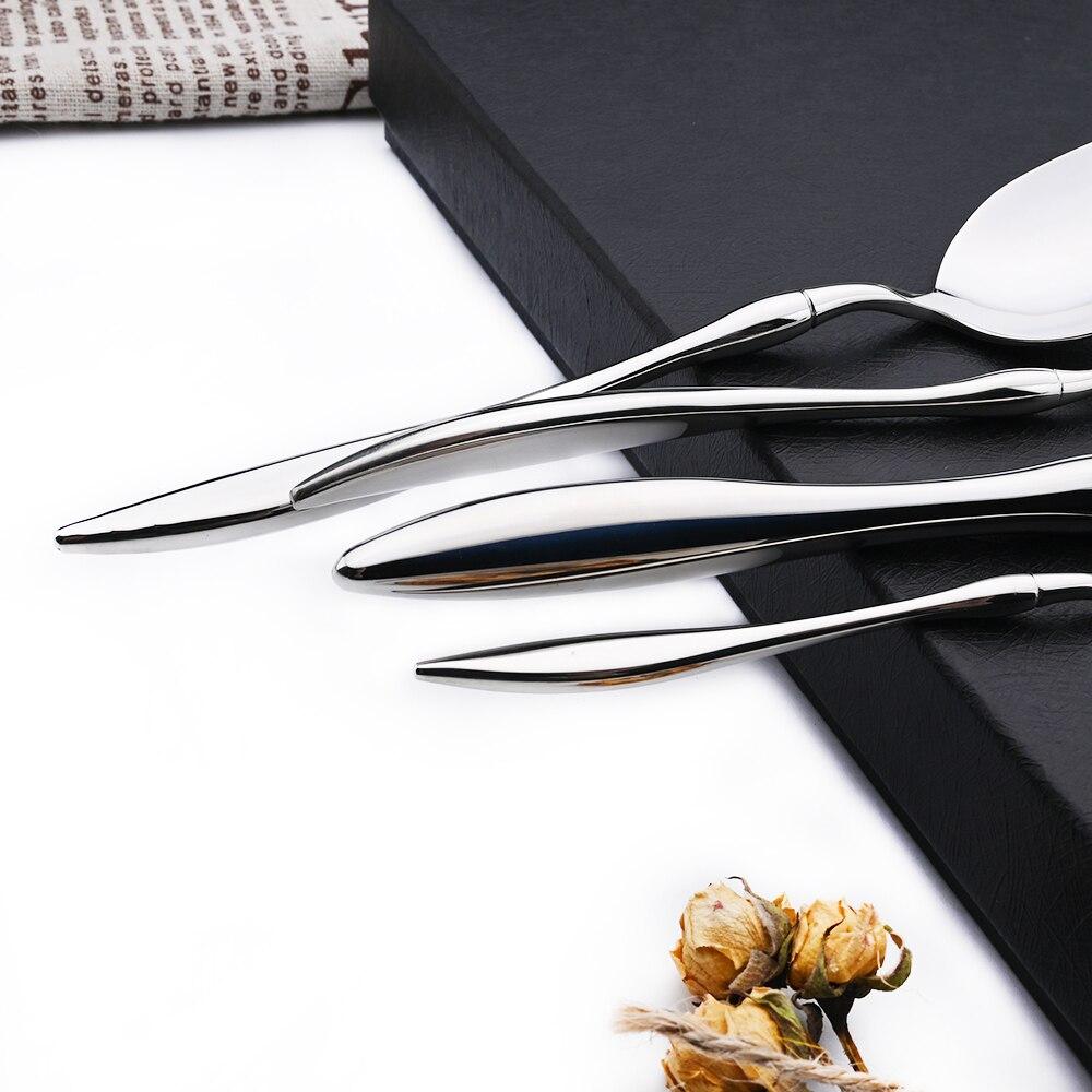 Dinnerware 18/10 Mirror Cutlery Set Stainless Steel Silverware Flatware Set Dinner Knife Fork Spoons Tableware For Home Kitchen