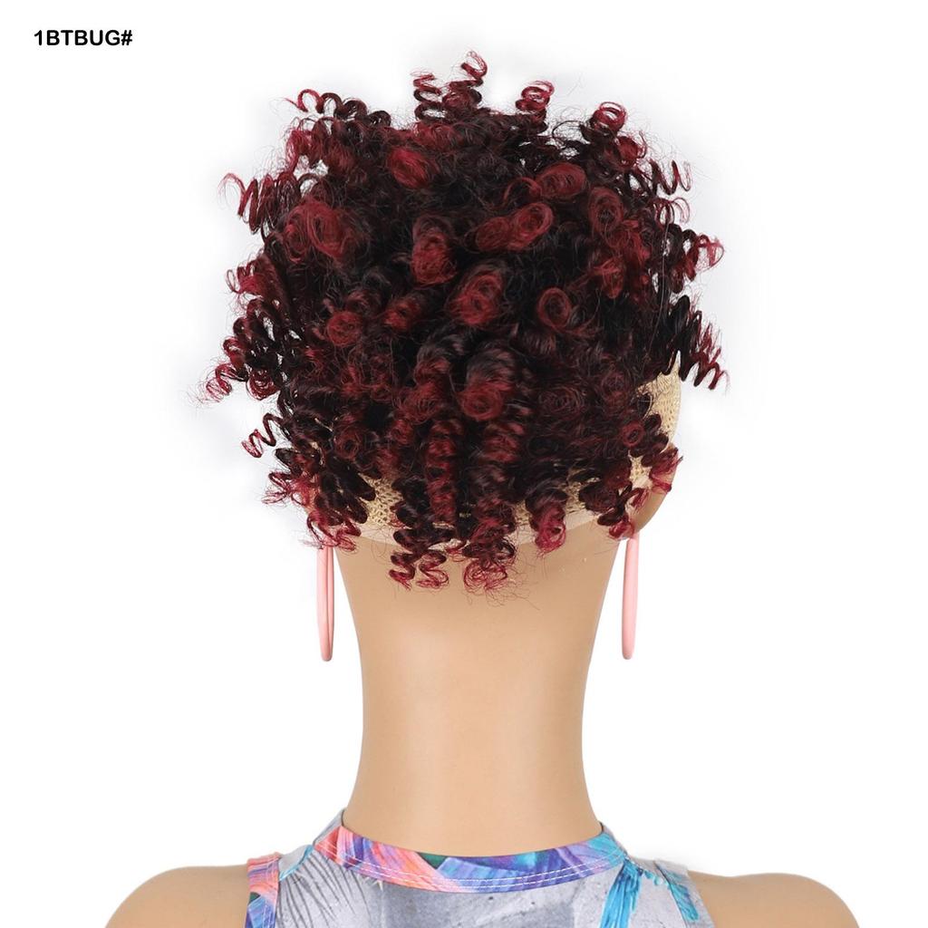 Африканский кудрявый пучок-бублик шиньон резинка обертка афро пуф черный синтетический парик для женщин для ежедневного использования