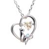 Necklace Heart Cat Dancing Stone Silver Selectable Birthstone Gold March Aquamarine [Future Angel] Women's [Champagne Color]