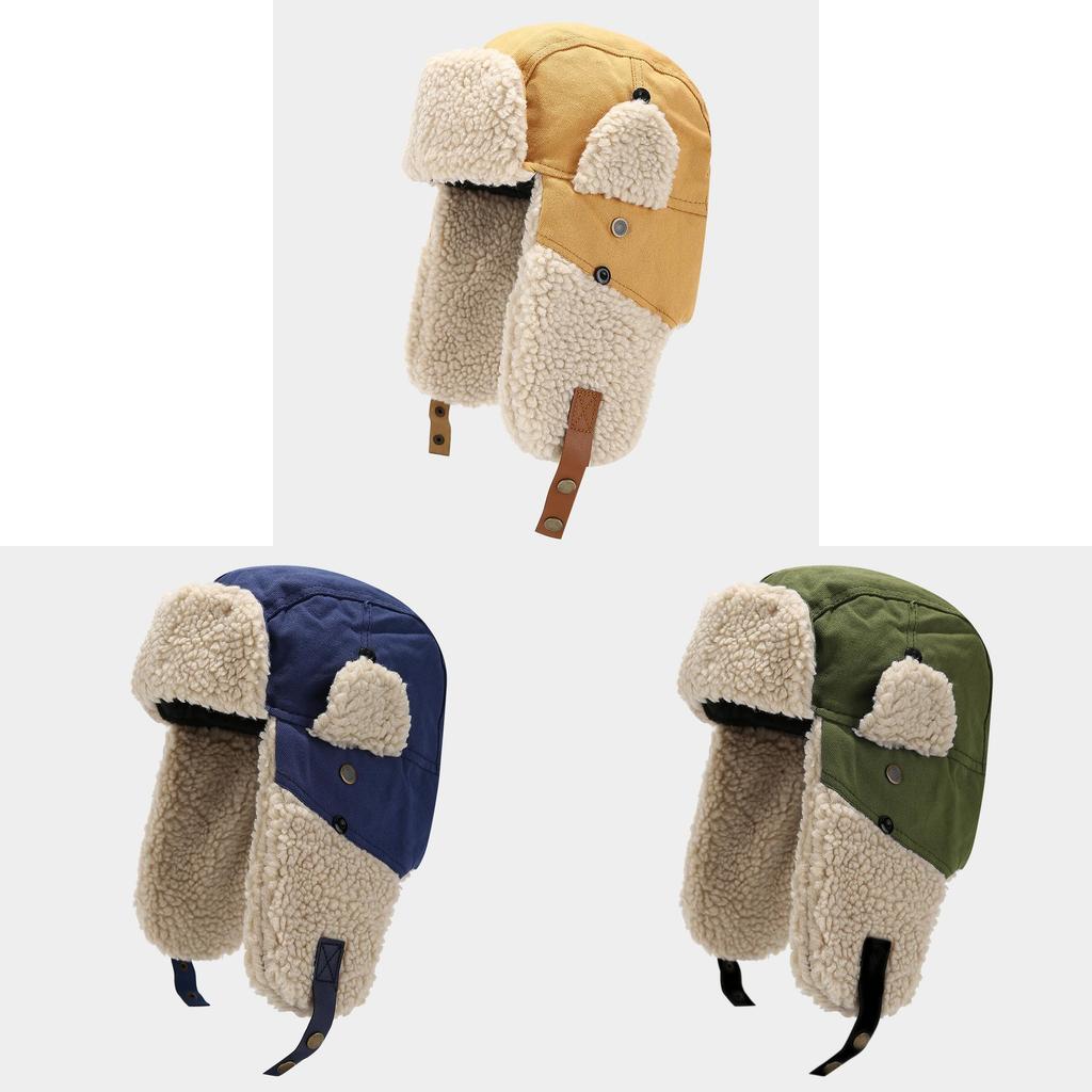 Unisex Canvas Insulated Cap With Earmuffs For Outdoor Winter Activities