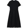 Fila Original Solid Color Fashion Casual Comfortable Waist-Defined Short Sleeve Dress Women Dresses Black F51W439301F-BK