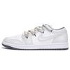 Jordan Air Jordan 1 Нескользящие Устойчивые к истиранию Низкие Винтажные Баскетбольные Кроссовки Унисекс Серый Белый 553558-152(Команда-SBOX)-Случайные упаковочные пакеты