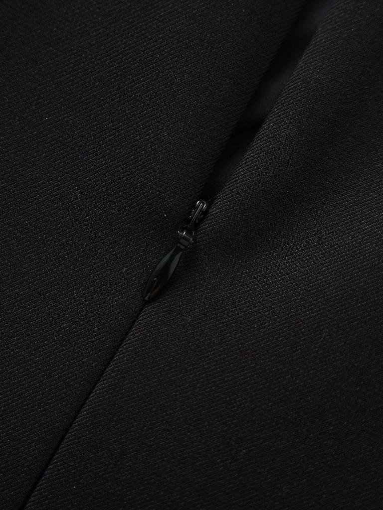 High-Tech Oblique Cut Vest Dress with Flower Brooch - Women's Summer Formal Wear