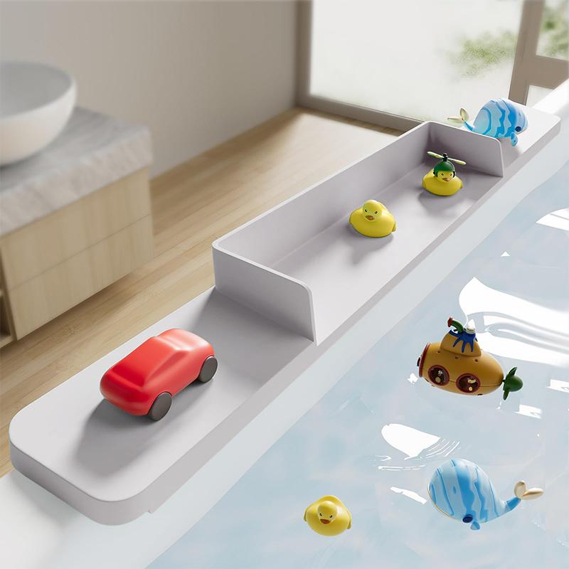 Splash Guard For Bathtub, Silicone Bath Tub Splash Guard For Kids, Bath Play Toy Holder Storage For Toddlers Baby
