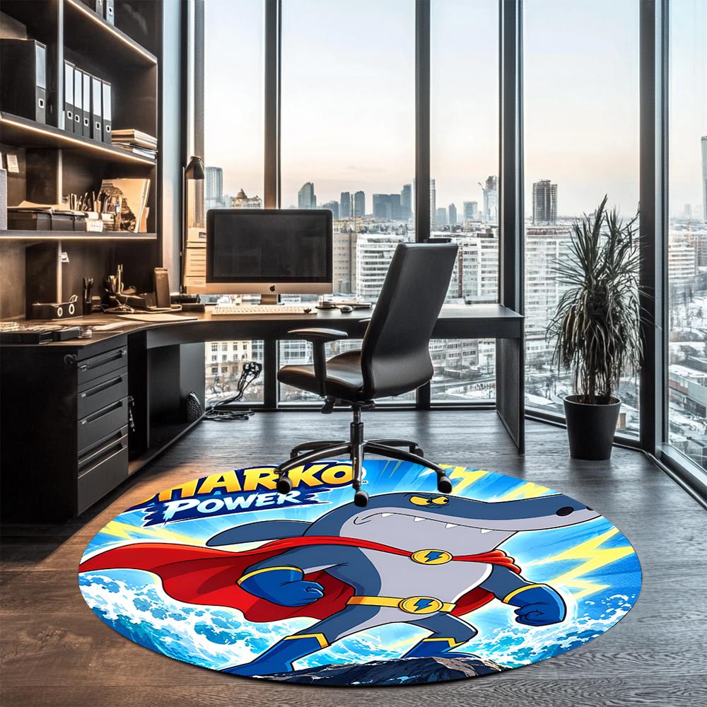 Zig & Sharko Printed Round Rug Carpet Chair Rug Area Rug Entryway Doormats,for Office Chair Living Room Bedroom Kitchen Room.