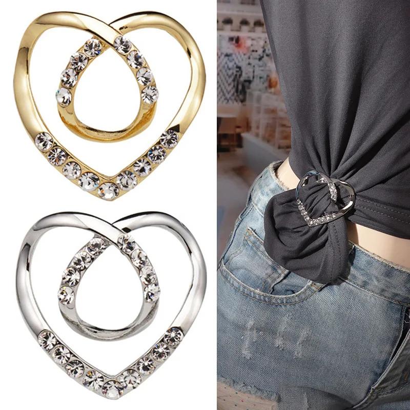 T-Shirt Heart Scarf Brooches  Silk Scarf Buckle Brooch Shawl Ring Clip Scarves Fastener Knotted Button Pin Accessories