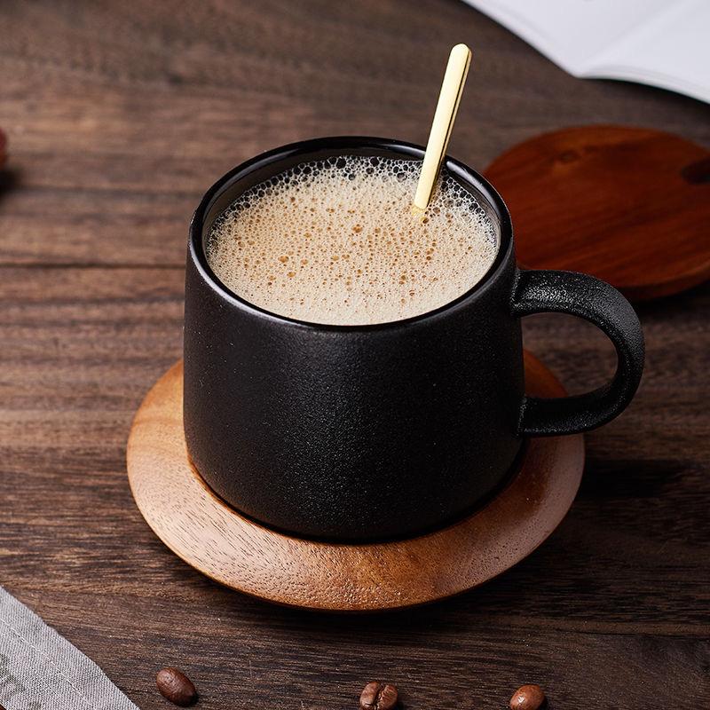 Черная кофейная чашка с матовой текстурой и тарелка, набор из двух предметов, кружка, кофейная чашка, керамическая чашка для воды, кофейная чашка, чашка для молока, чашка для завтрака