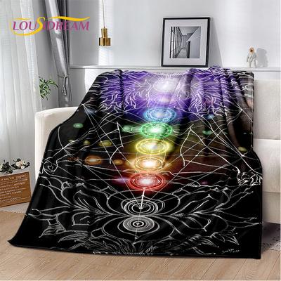 Мягкое плюшевое одеяло Rainbow 7 Chakra Mandala Bohemia, фланелевое одеяло, покрывало для гостиной, спальни, кровати, дивана, чехла для пикника