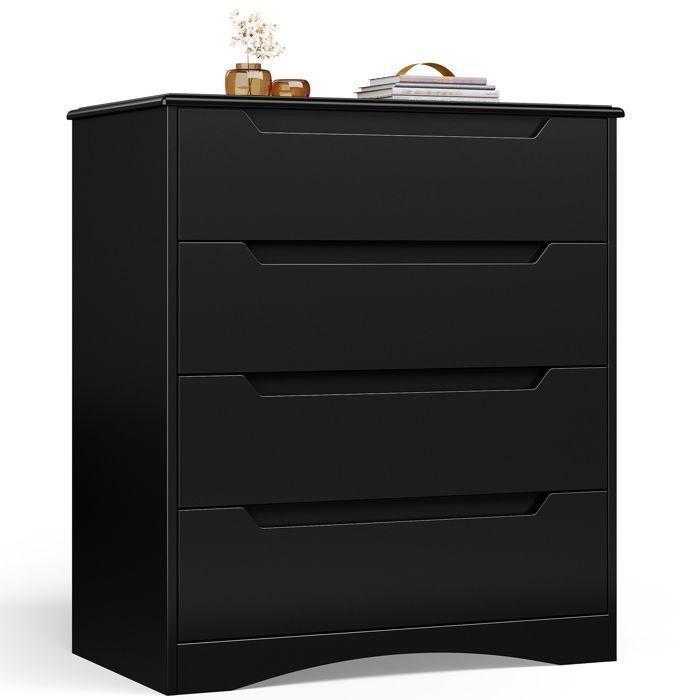 Commode - Bealife - 4 Tiroirs - Commode de Chambre - Noir - 71 x 41 x 82 cm