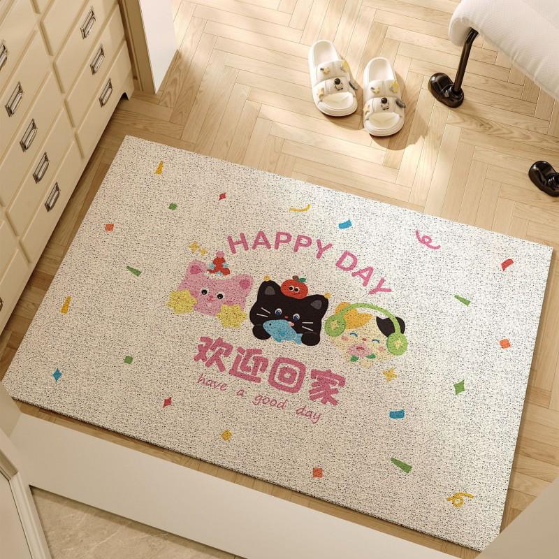 Cartoon Pet Doormat Non Slip Entrance Mat PVC Coil Door Rug Home Entryway