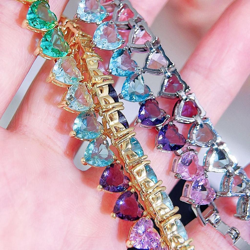 CMM Rainbow Color Love Cubic Zirconia Accessories High-End ожерелье Модные ювелирные изделия Ретро Wild Clavicle Chain для женщин