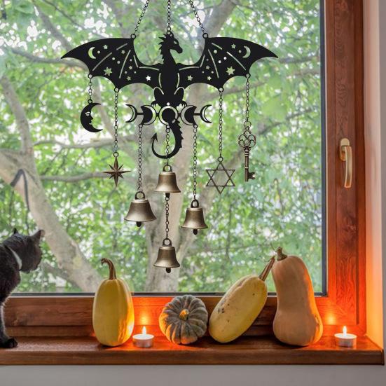 Exorcism Lucky Wind Chime Metal Bat Dragon Wind Bell Butterfly Eagle Wind Catcher Wall Window Hanging Ornament for Home Garden Patio Decoration