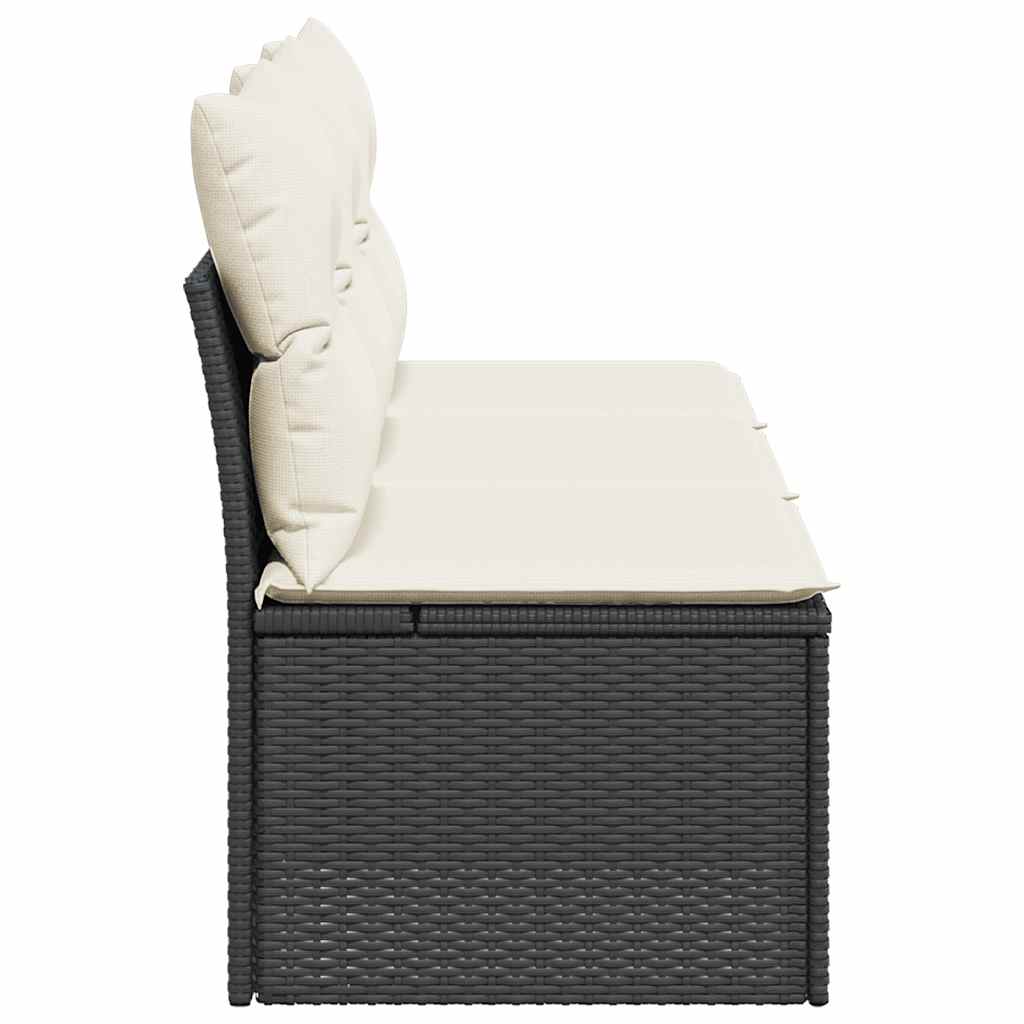 Vidaxl Sofa Ogrodowa Z Poduszkami, 3-Osobowa, Czarna, Polirattan