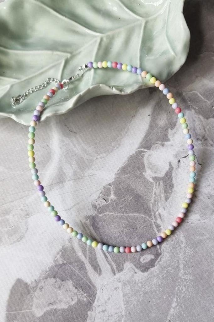Handmade Colorful Bead Necklace – Adjustable Choker Style