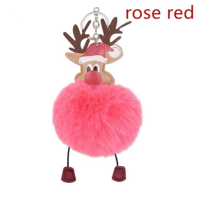 Мех кролика, брелок для ключей, сумка, плюшевый автомобильный брелок для ключей, очаровательный рождественский кулон Санта-Клауса, рождественский подарок