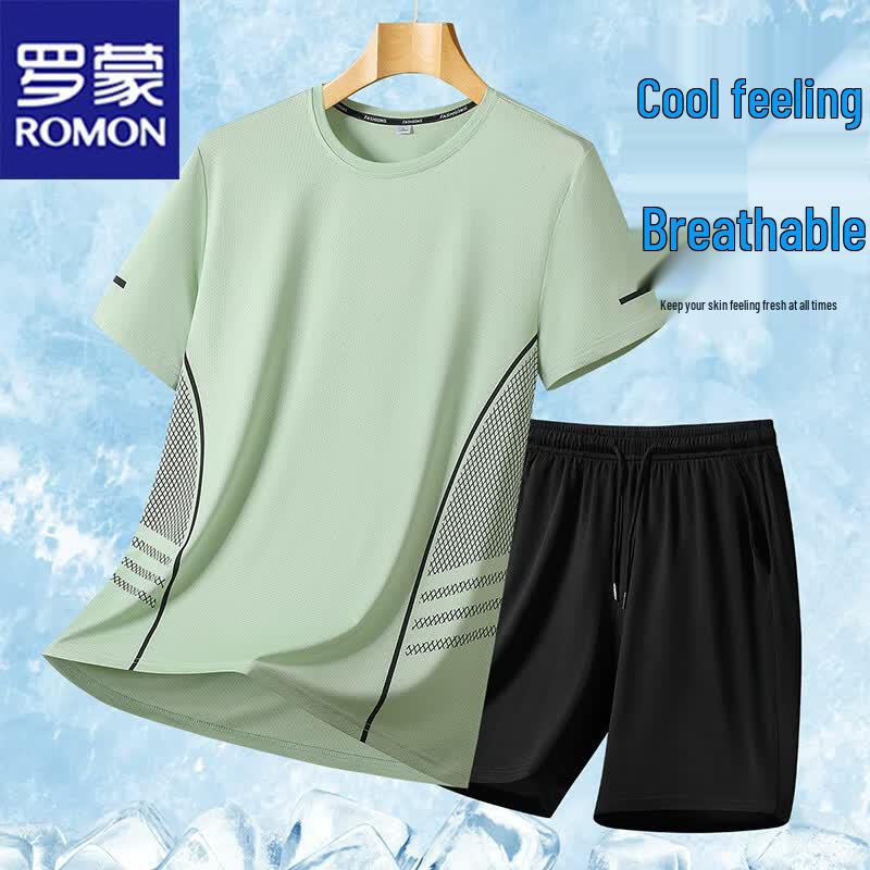 ROMON Men's Summer Casual Two-Piece Sport Set